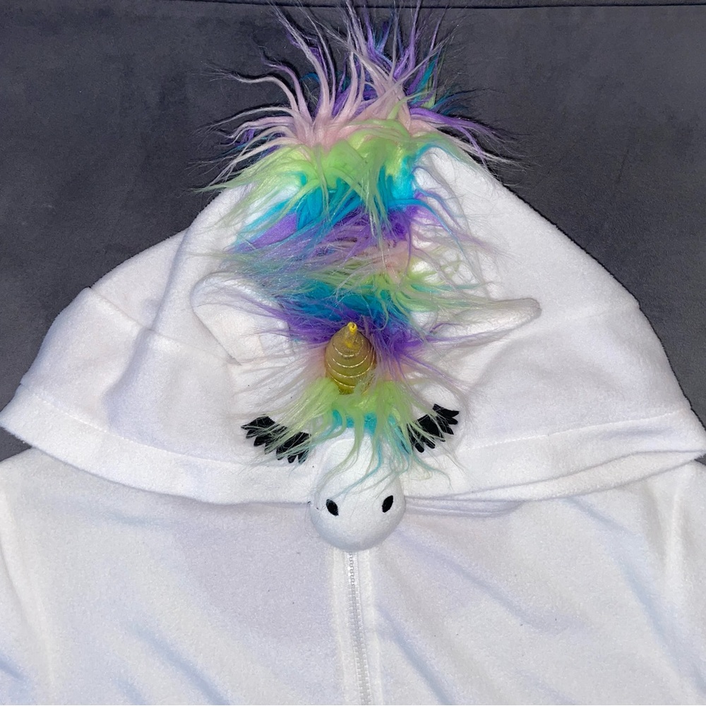 White Unicorn Onesie with Colorful Mane